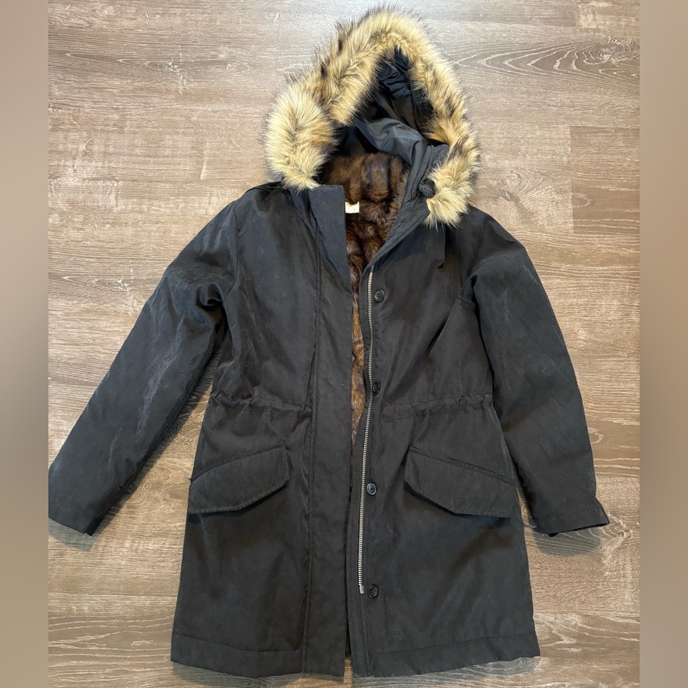 Abercrombie & Fitch 3 in 1 Brown Faux Fur Parka Coat